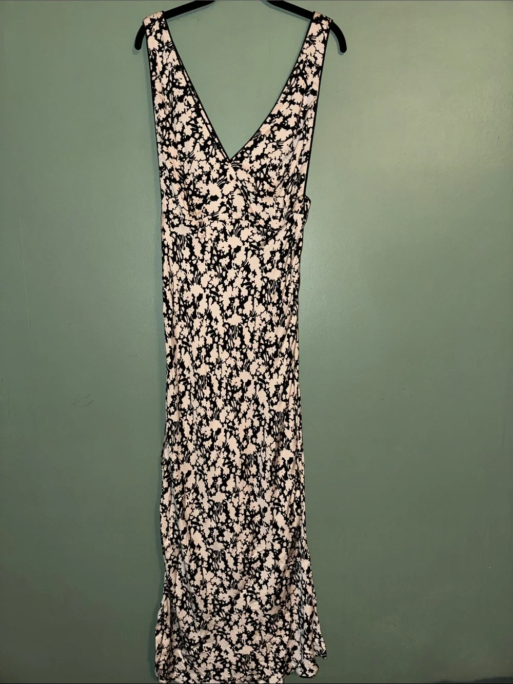 Free People Oh La La Bias Midi Dress in a black and cream floral print 10